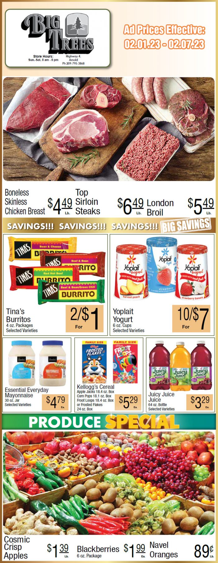 Big Trees Market Weekly Ad & Grocery Specials February 1 – 7th!  Shop Local & Save!!