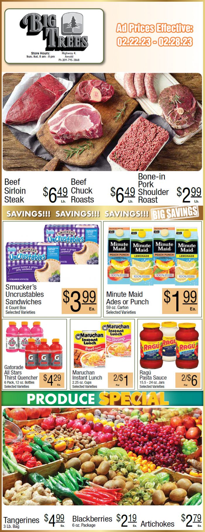 Big Trees Market Weekly Ad & Grocery Specials February 22 – 28th!  Shop Local & Save!!