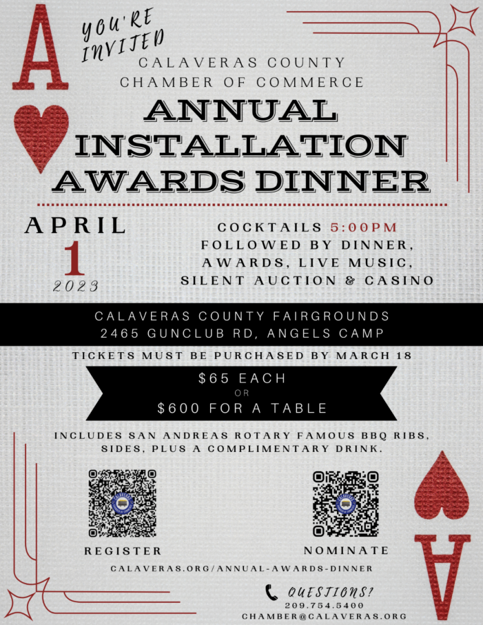Get Your Tickets Now for the Calaveras Chamber’s Annual Awards Dinner