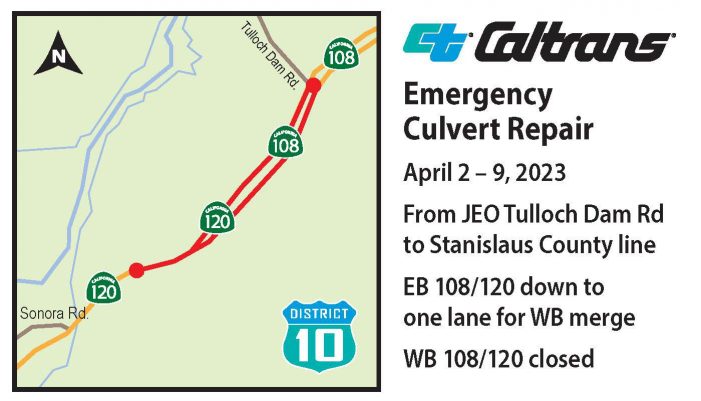 Caltrans to Perform Emergency Culvert Work On State Route108/120