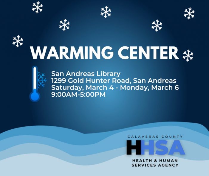 Calaveras County Set to Open Warming Center Starting Saturday March 4
