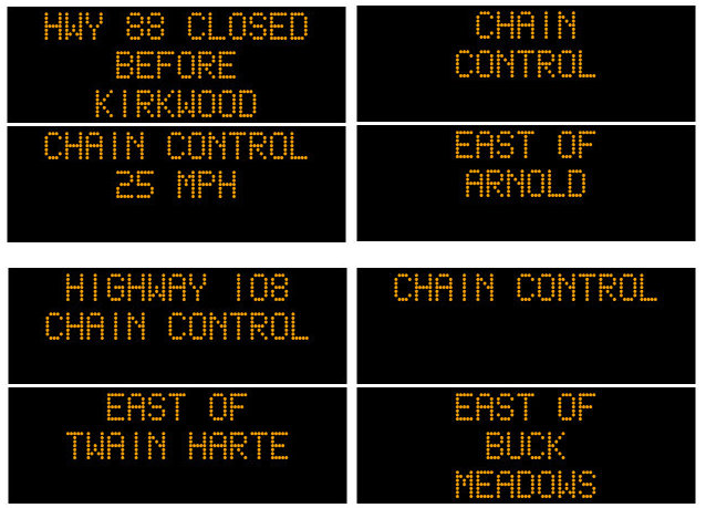 Hwy 88 Closed Before Kirkwood, Chain Controls on Hwys 88, 4, 108 & 120