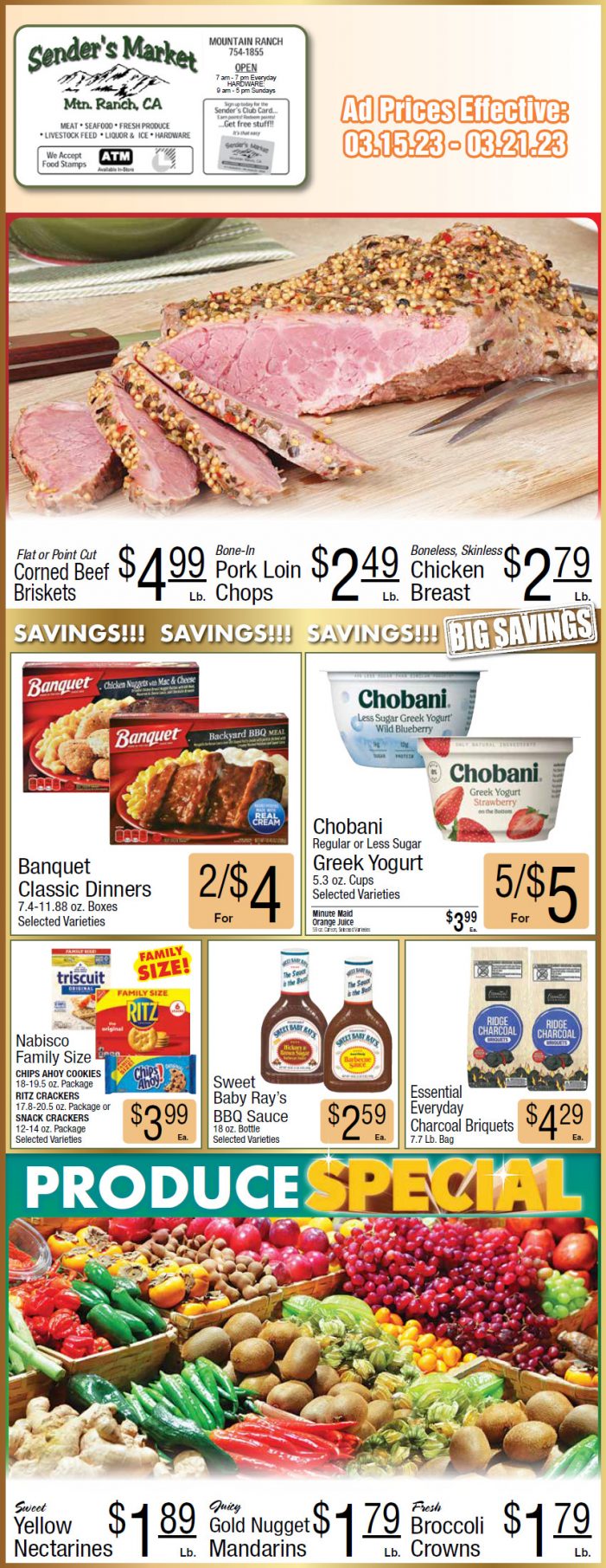 Sender’s Market Weekly Ad & Grocery Specials March 15th – 21st! Shop Local & Save!!