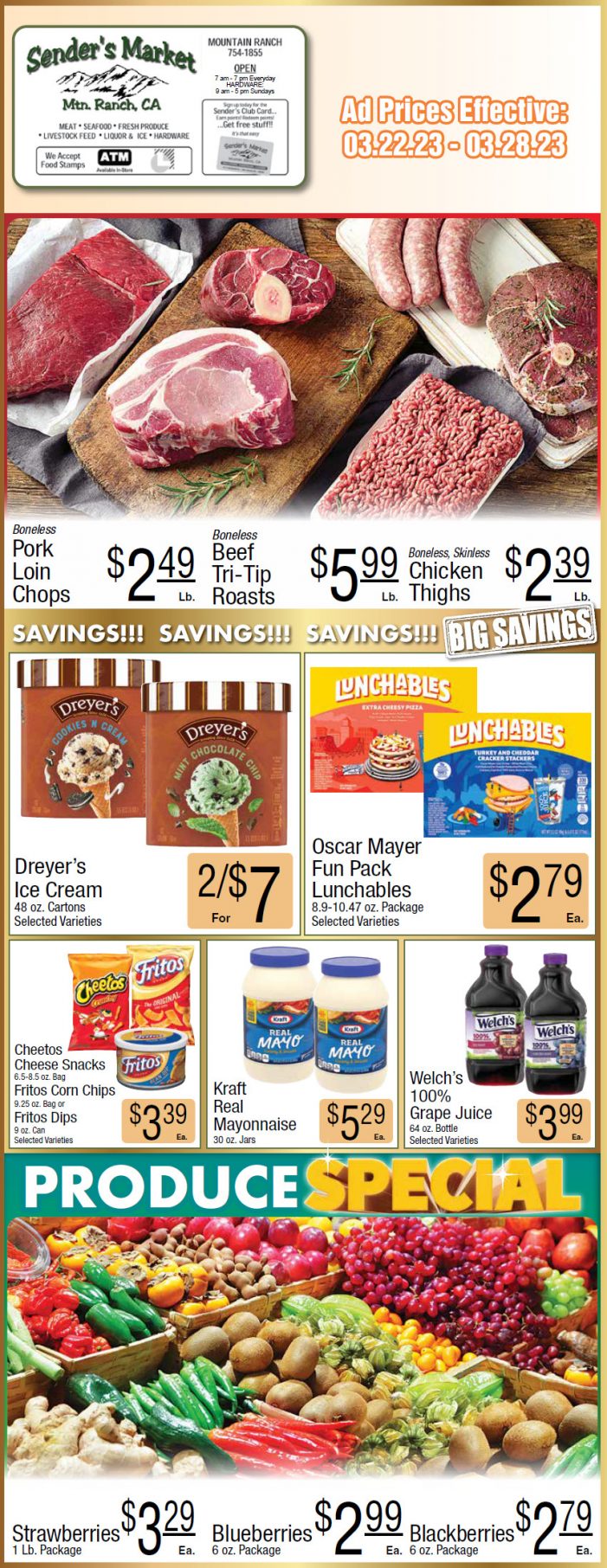 Sender’s Market Weekly Ad & Grocery Specials March 22 – 28th! Shop Local & Save!!