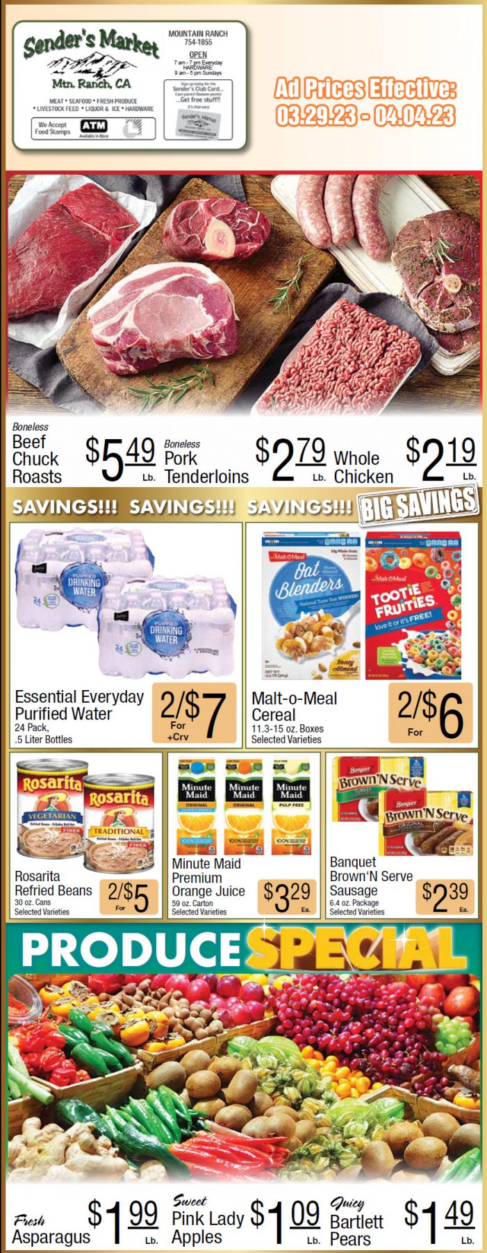 Sender’s Market Weekly Ad & Grocery Specials March 29 – April 4th! Shop Local & Save!!