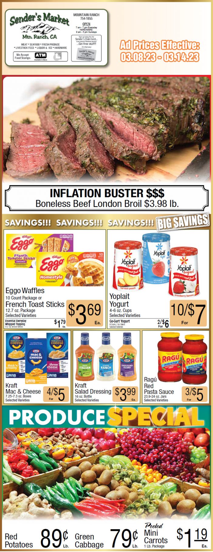 Sender’s Market Weekly Ad & Grocery Specials Through March 14th! Shop Local & Save!!