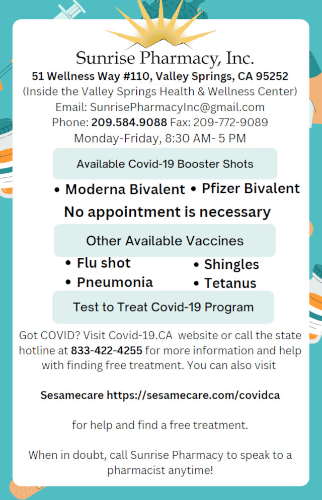 Covid-19 Boosters, Flu Shots & Other Vaccines Available from Sunrise Pharmacy