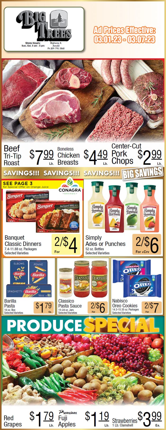 Big Trees Market Weekly Ad & Grocery Specials March 1 – 7th!  Shop Local & Save!!