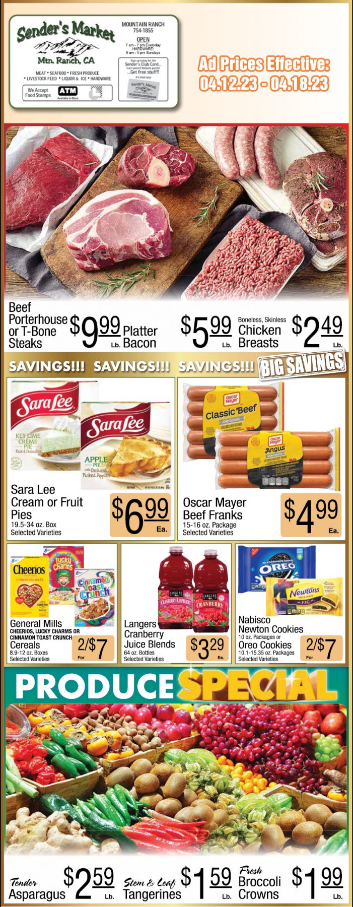 Sender’s Market Weekly Ad & Grocery Specials April 12 – 18!  Shop Local & Save!!