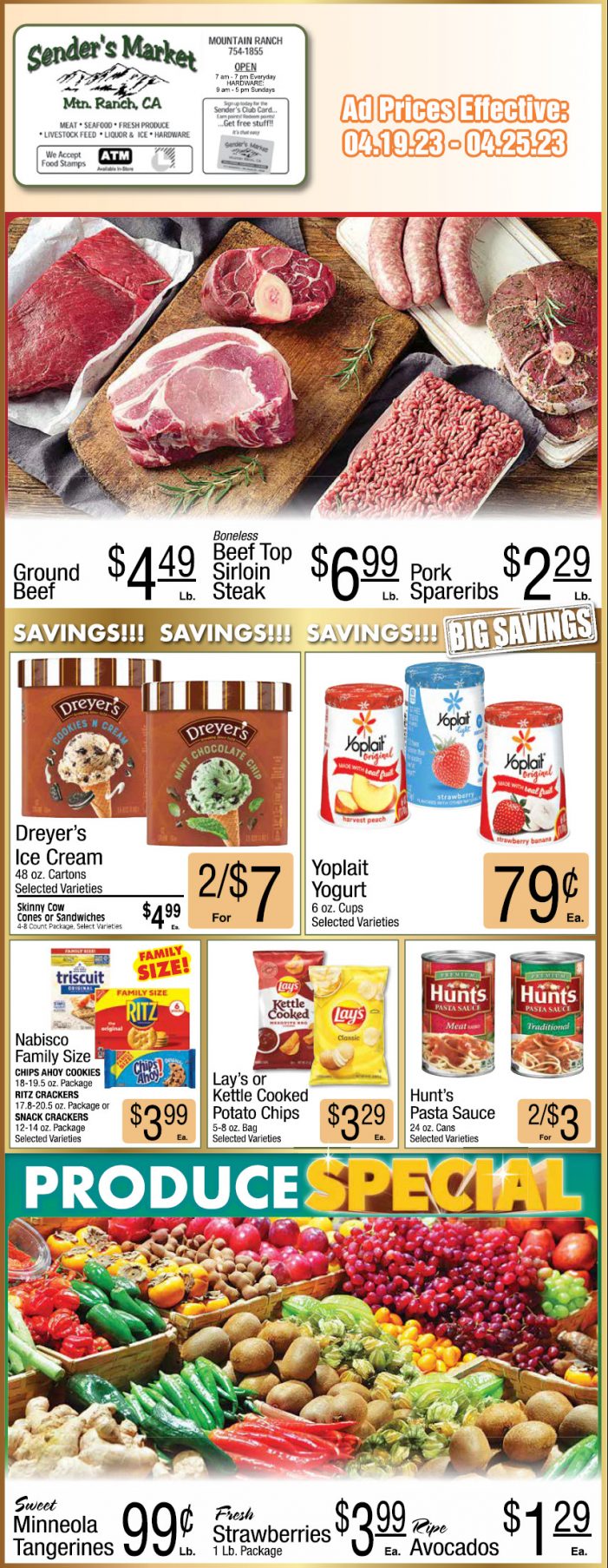 Sender’s Market Weekly Ad & Grocery Specials April 19 – 25!  Shop Local & Save!!
