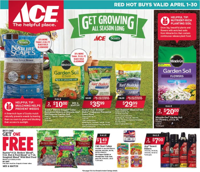 Sender’s Market Ace Hardware March Red Hot Buys!  Shop Local & Save!