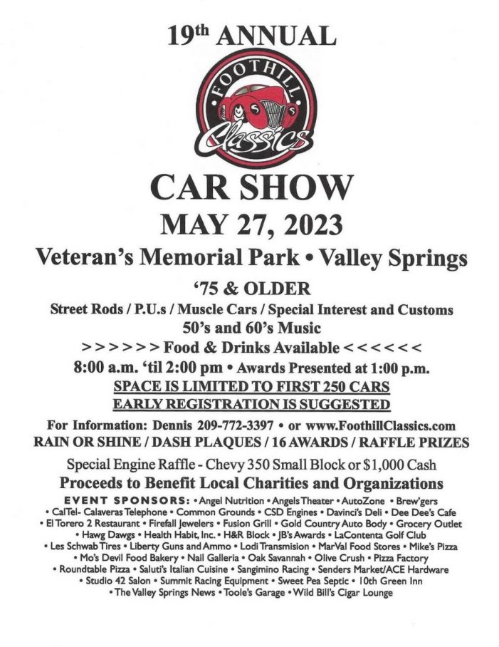 Head to Valley Springs Today for the Big Foothill Classics Car Show!