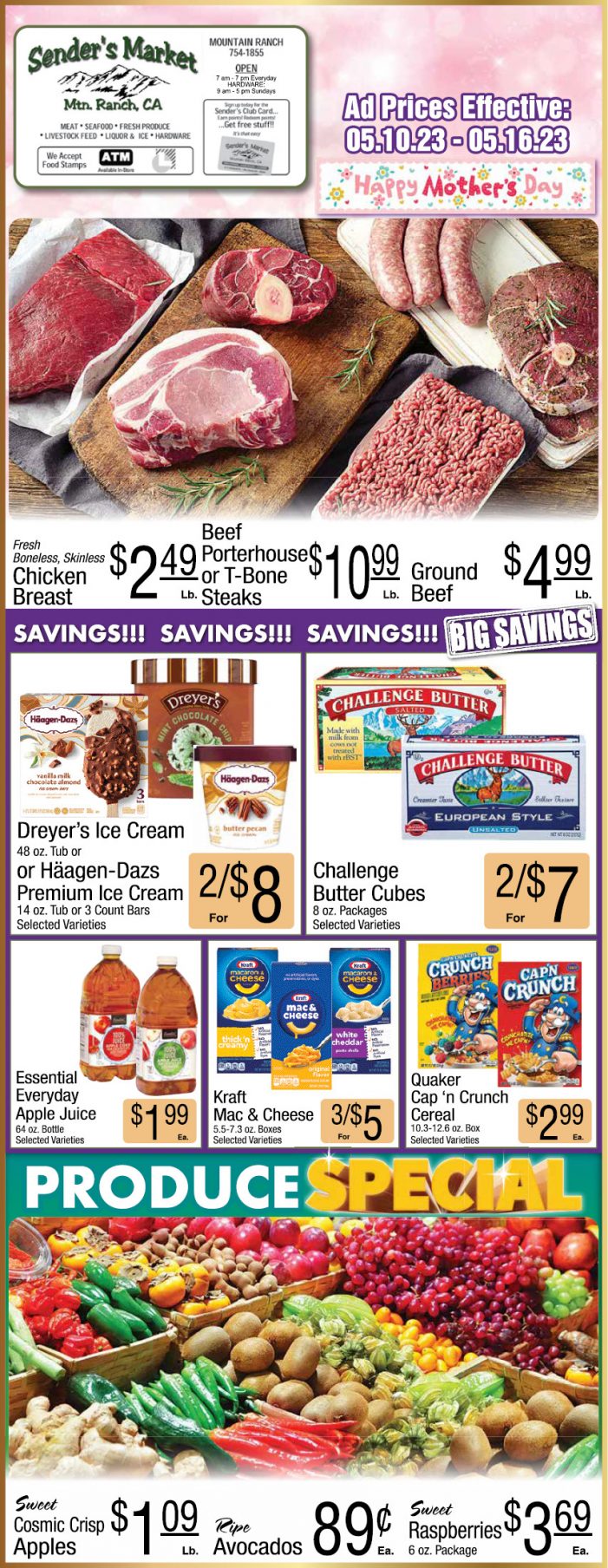 Sender’s Market Weekly Ad & Grocery Specials Through May 16th! Shop Local & Save!!
