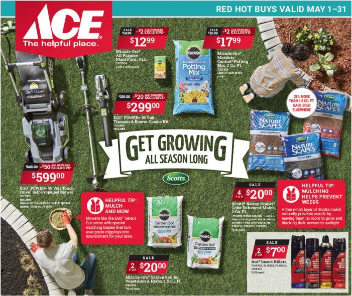 Sender’s Market Ace Hardware May Red Hot Buys!  Shop Local & Save!