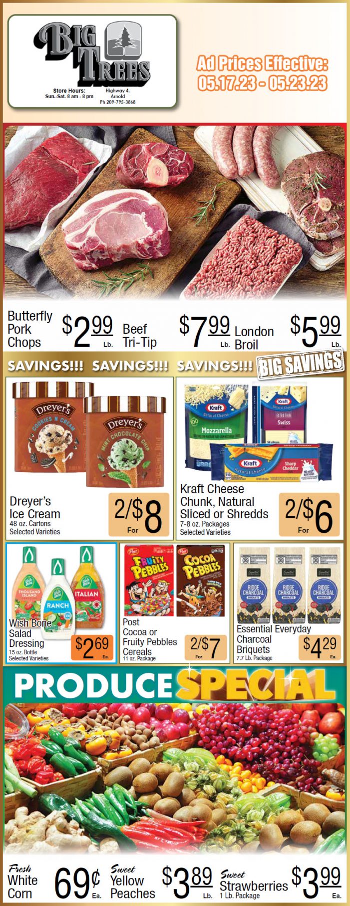 Big Trees Market Weekly Ad, Grocery, Produce, Meat & Deli Specials May 17-23!  Shop Local & Save!