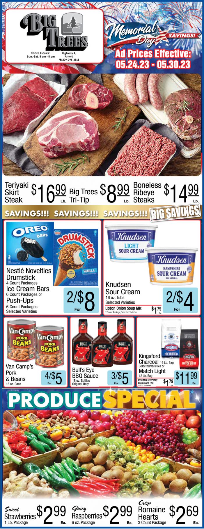 Big Trees Market Weekly Ad, Grocery, Produce, Meat & Deli Specials May 24 – 30!  Shop Local & Save!
