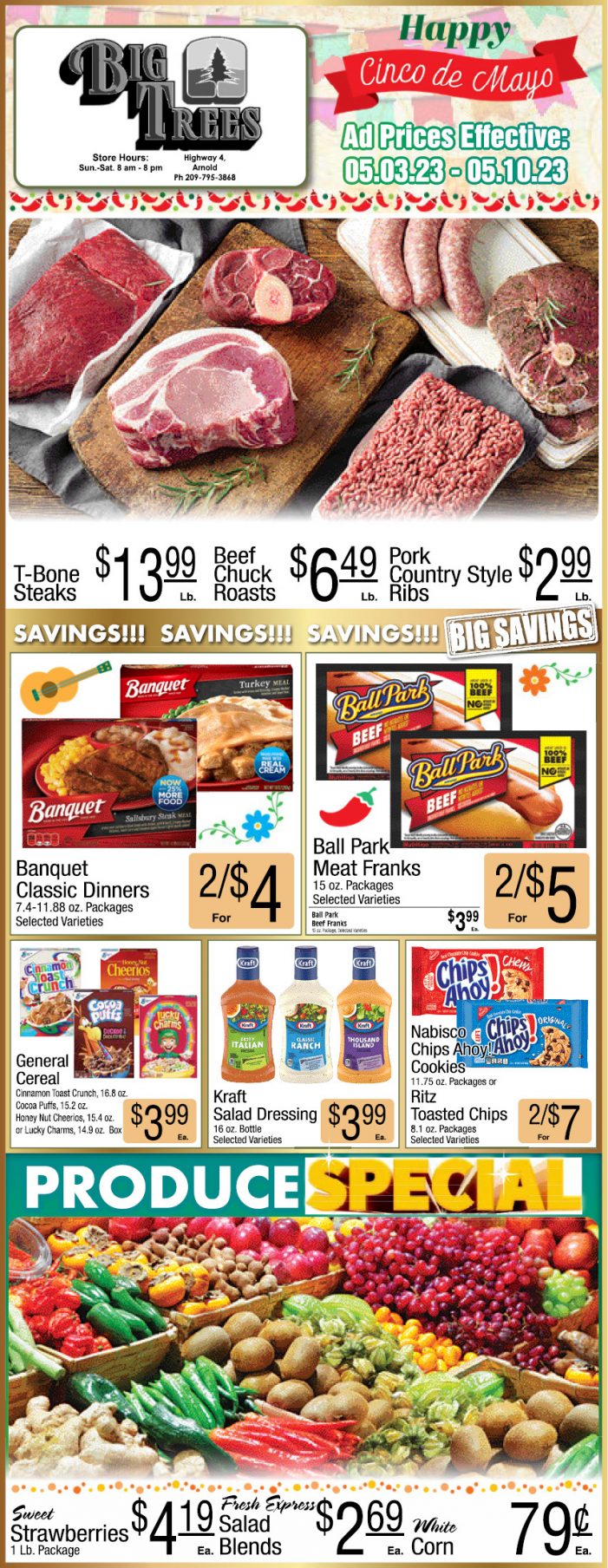 Big Trees Market Weekly Ad, Grocery, Produce, Meat & Deli Specials May 3rd – 10th!  Shop Local & Save!