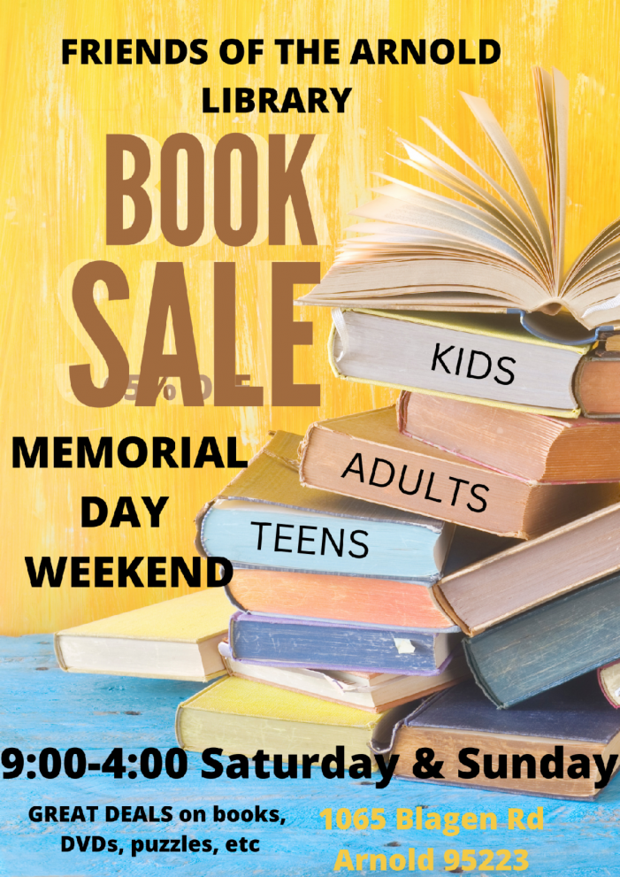 The Big Arnold Library Memorial Weekend Book Sale is Going on Now!!
