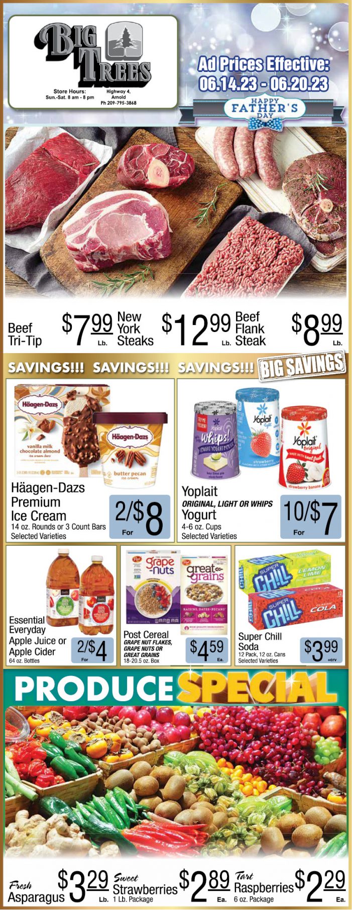 Big Trees Market Weekly Ad, Grocery, Produce, Meat & Deli Specials June 14 ~ 20!  Shop Local & Save!