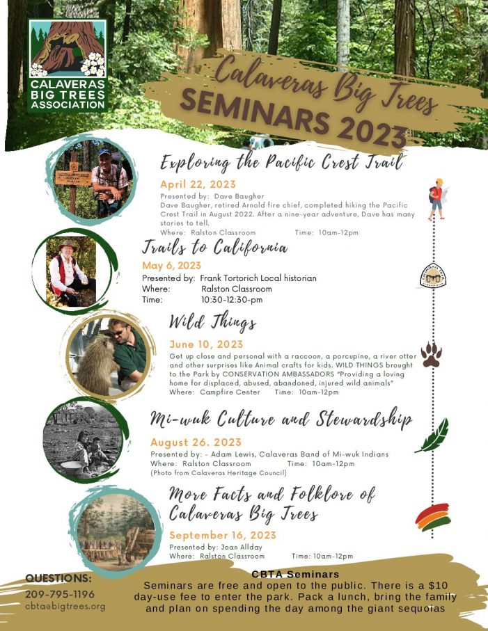 Reminder…Wild Things & Other Great Seminars this Summer at Calaveras Big Trees