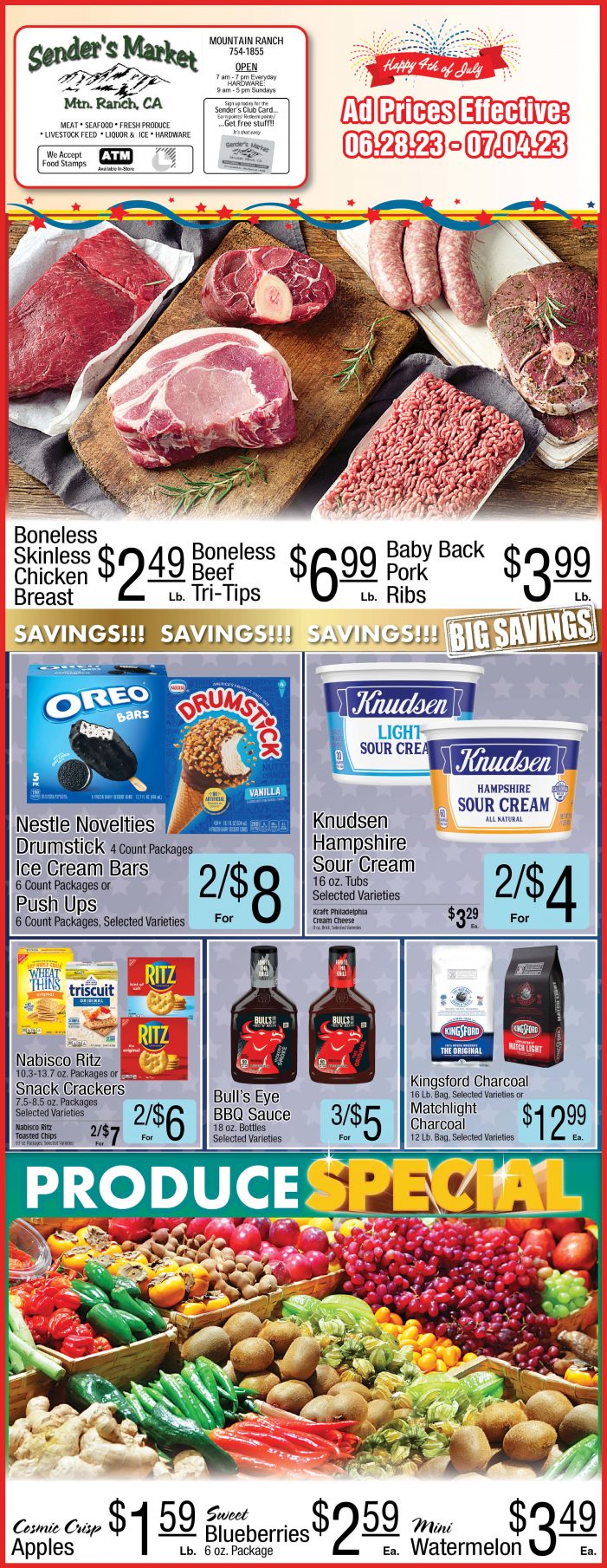 Sender’s Market Weekly Ad & Grocery Specials June 28 – July 4th! Shop Local & Save!!