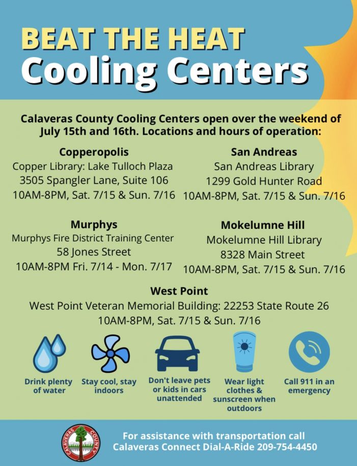 Cooling Centers to Open in Calaveras County Due to Excessive Heat Warning