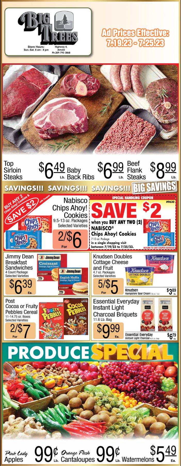 Big Trees Market Weekly Ad, Grocery, Produce, Meat & Deli Specials July 19 ~ 25!  Shop Local & Save!