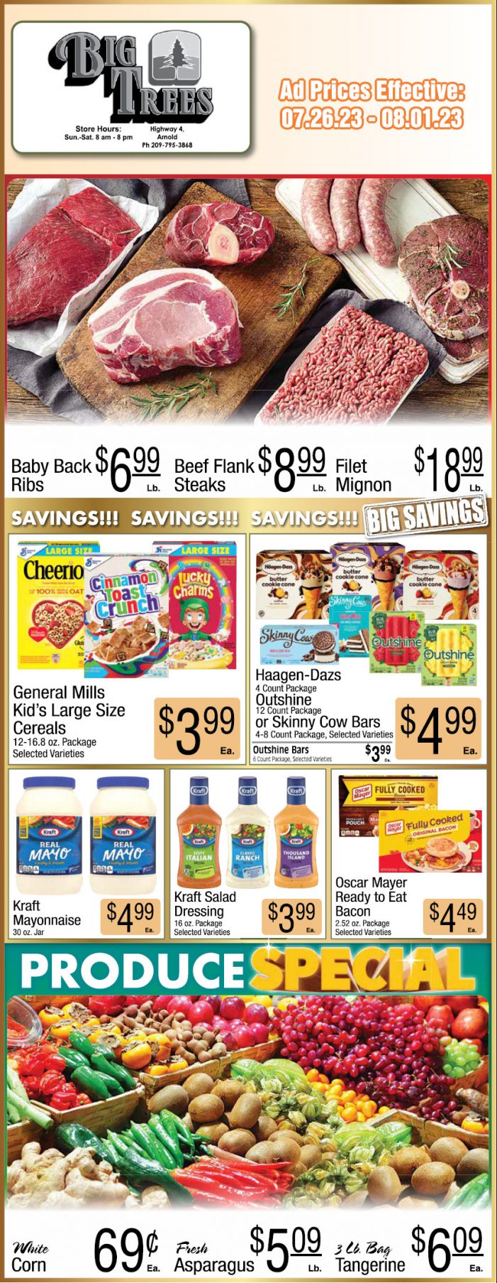Big Trees Market Weekly Ad, Grocery, Produce, Meat & Deli Specials July 26 ~ Aug1st!  Shop Local & Save!
