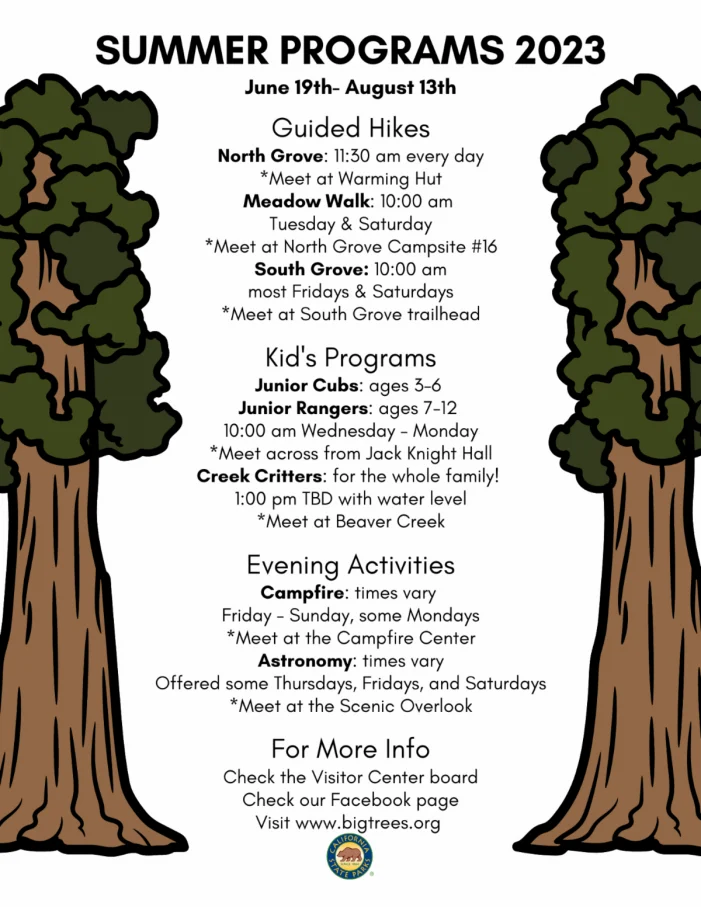 2023 Summer Programs and Events at Calaveras Big Trees State Park