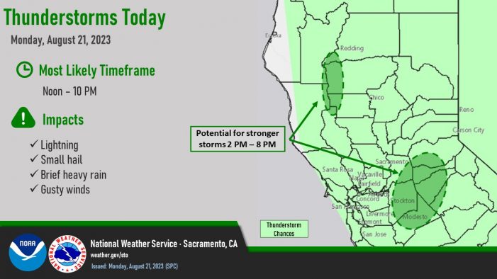Calaveras OES Warns on Potential Thunderstorm Later Today