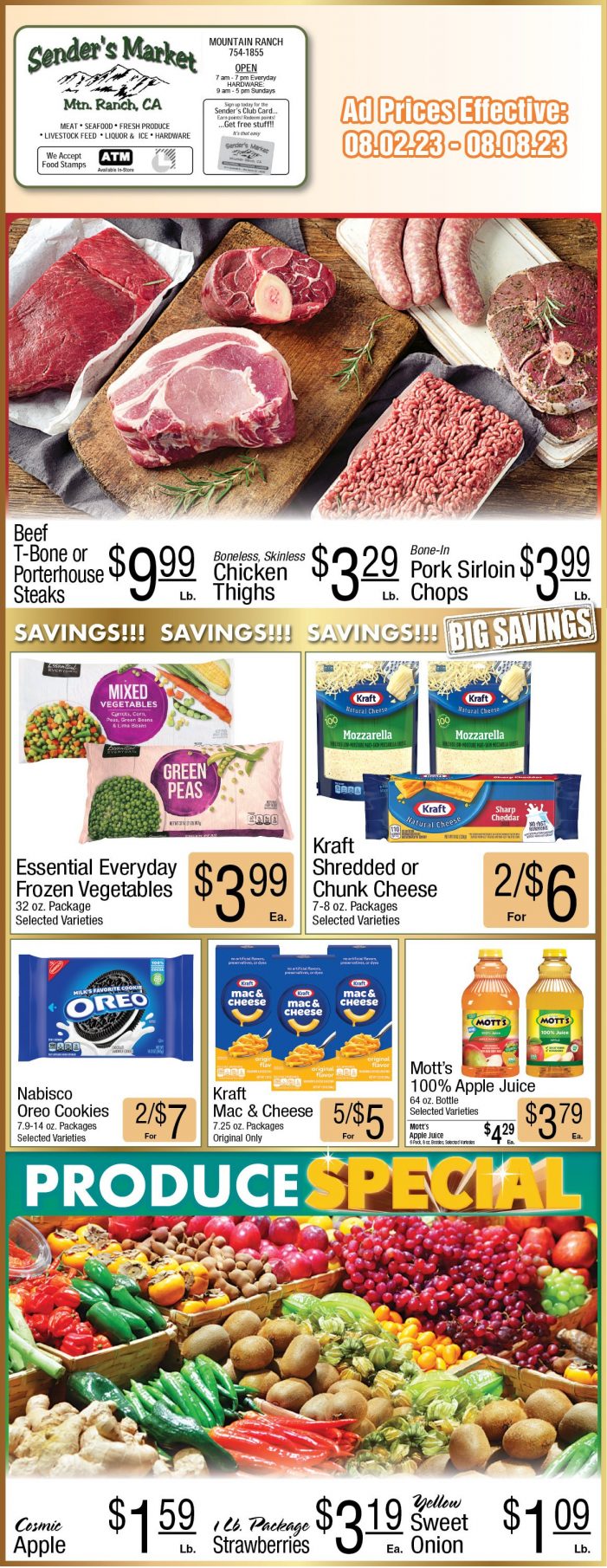 Sender’s Market Weekly Ad & Grocery Specials Through August 8th! Shop Local & Save!!