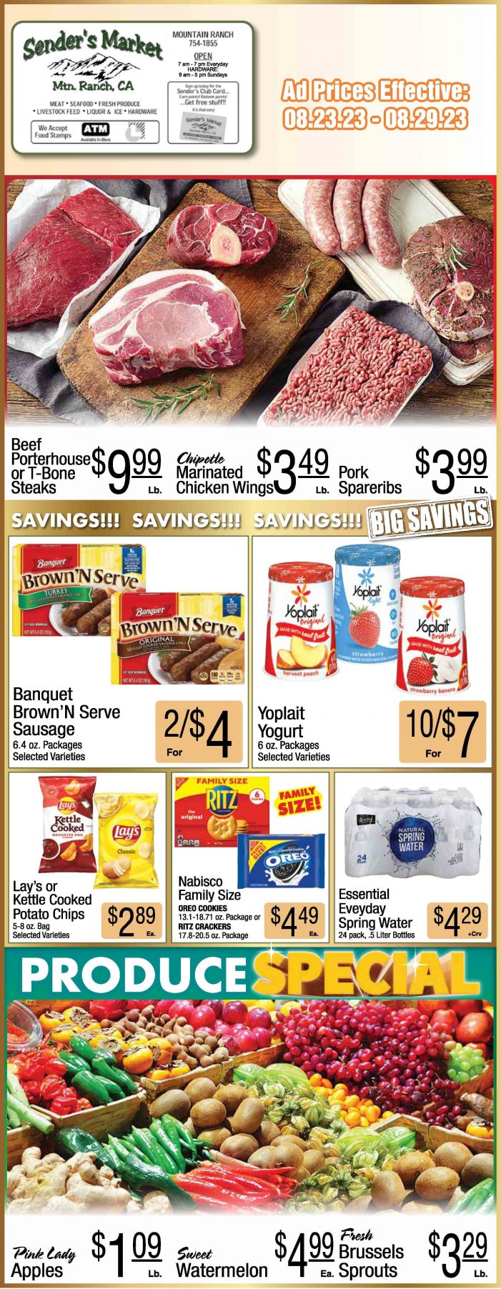 Sender’s Market Weekly Ad & Grocery Specials Through September 5th! Shop Local & Save!!