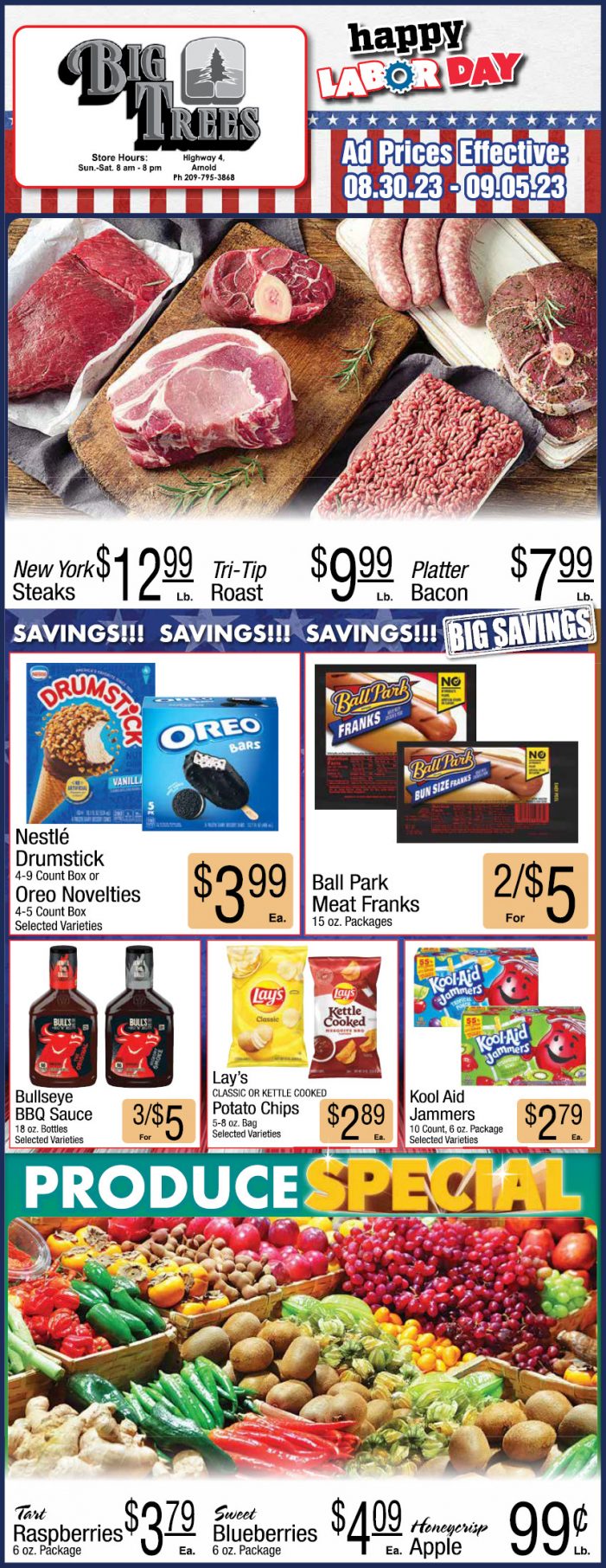 Big Trees Market Weekly Ad, Grocery, Produce, Meat & Deli Specials Through September 5th!  Shop Local & Save!