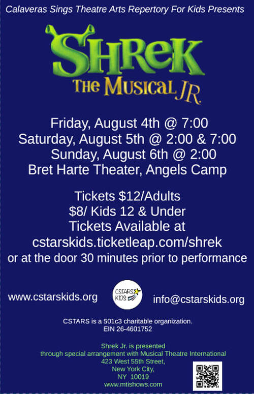 Shrek The Musical Jr. This Weekend at Bret Harte Theater