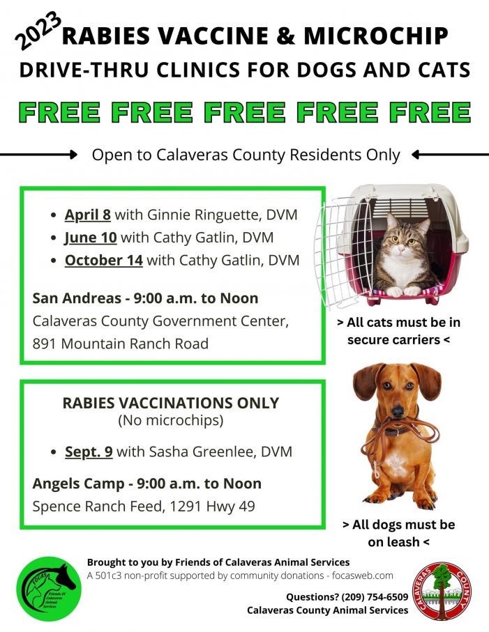 Reminder…Rabies Clinic Going on Now at Spence Ranch