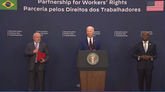 President Biden, President Lula of Brazil, and Director-General Houngbo of the ILO Launching the Partnership for Workers’ Rights
