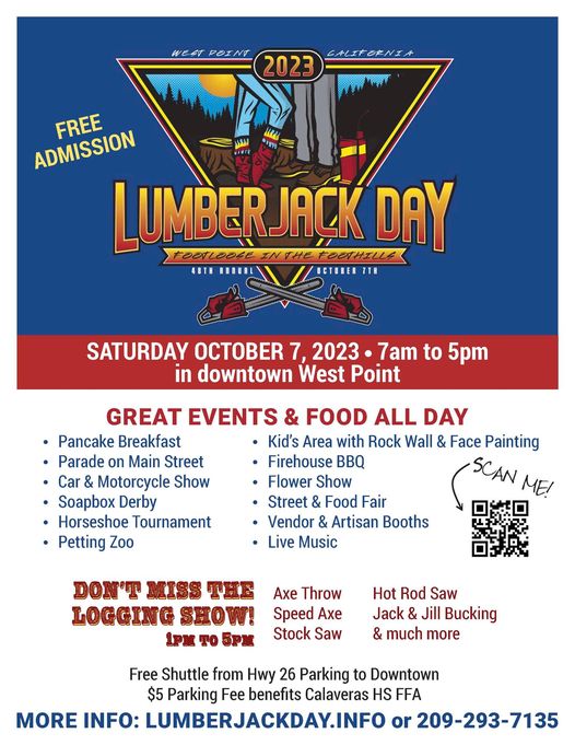 The 48th Annual Lumberjack Day is October 7th!  A Fun Filled Day for The Entire Family