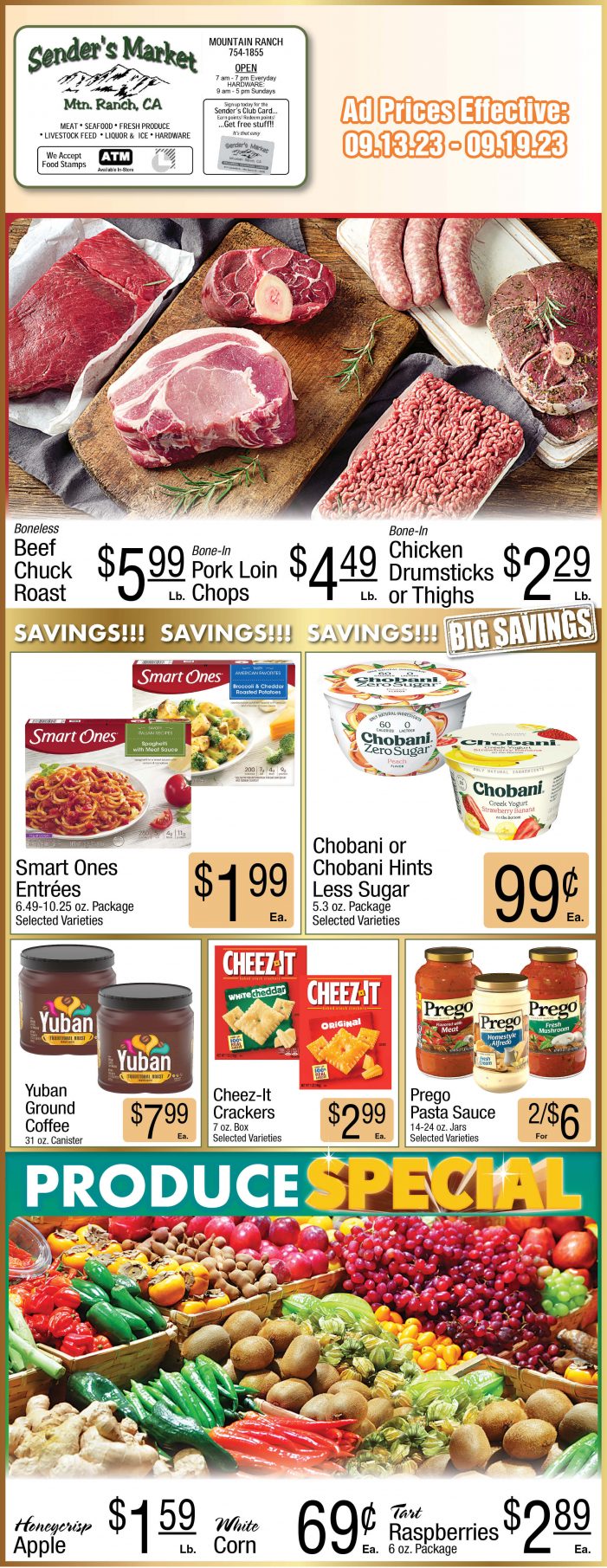Sender’s Market Weekly Ad & Grocery Specials Through September 19th! Shop Local & Save!!