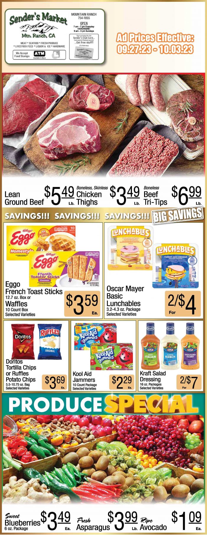 Sender’s Market Weekly Ad & Grocery Specials Through October 3! Shop Local & Save!!