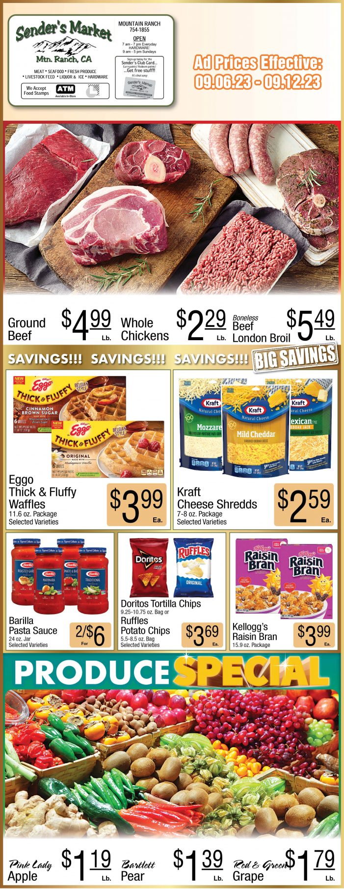 Sender’s Market Weekly Ad & Grocery Specials Through September 12th! Shop Local & Save!!