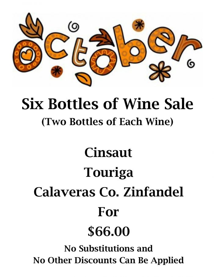 Treat of a Deal October Wine Specials from Black Sheep Winery