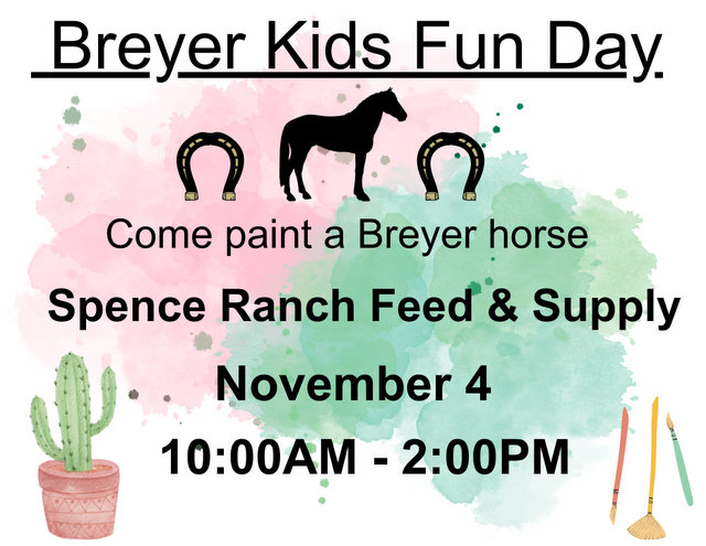 Breyer Kids Fun Day!  Come Paint a Breyer Horse at Spence Ranch on November 4!