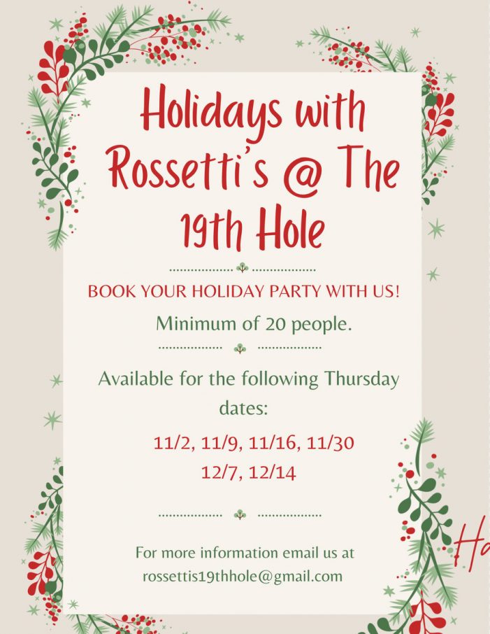 Holidays with the Rossetti’s @ The 19th Hole