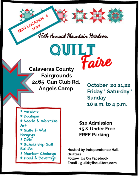The 45th Annual Mountain Heirloom Quilt Faire is Oct 20, 21 & 22 at Frogtown!