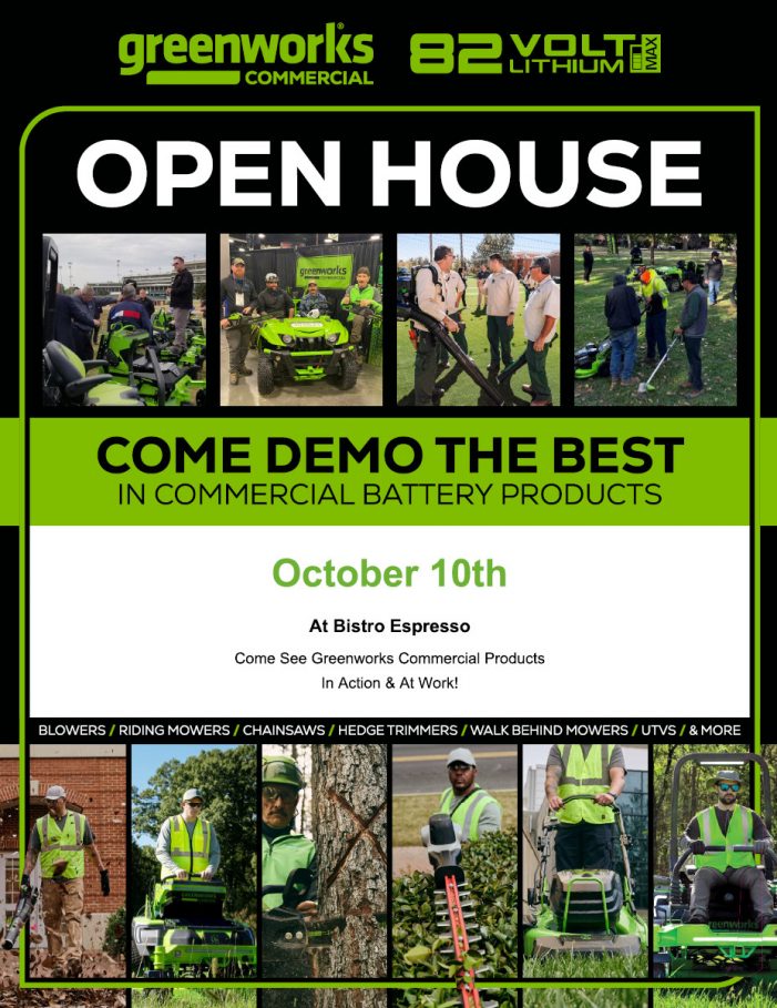 JC Power Equipment is Now a Greenworks Commercial Dealer!  Open House & Product Demos on October 10t