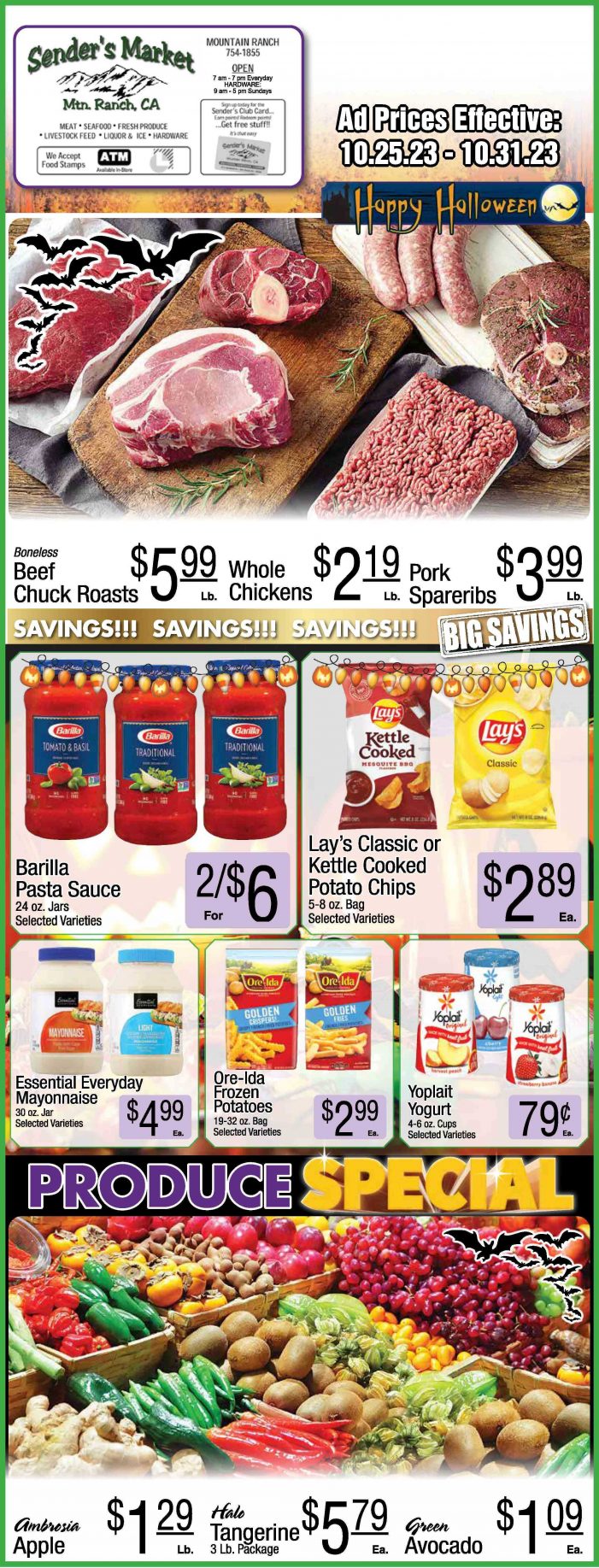 Sender’s Market Weekly Ad & Grocery Specials Through October 31st! Shop Local & Save!!