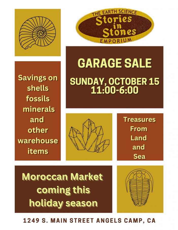 Don’t Miss The Huge Stories in Stones Garage Sale Today in Angels Camp!!