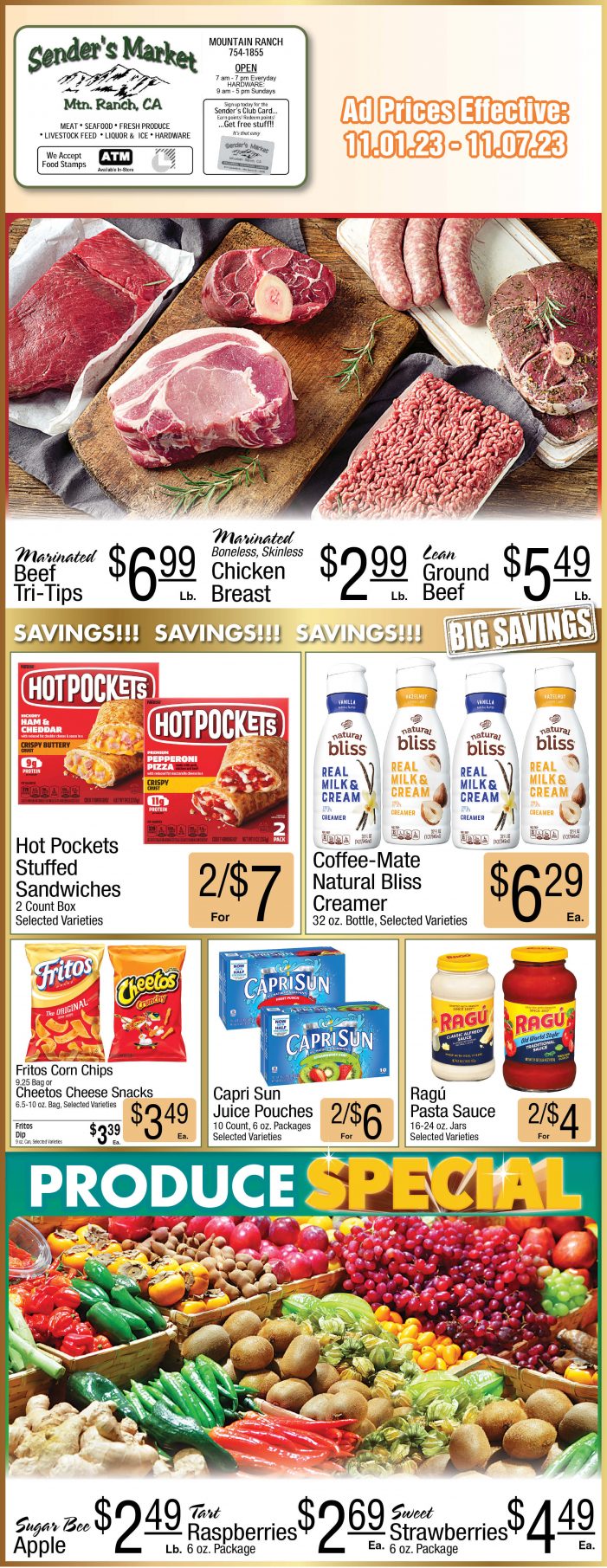 Sender’s Market Weekly Ad & Grocery Specials Through November 7th! Shop Local & Save!!