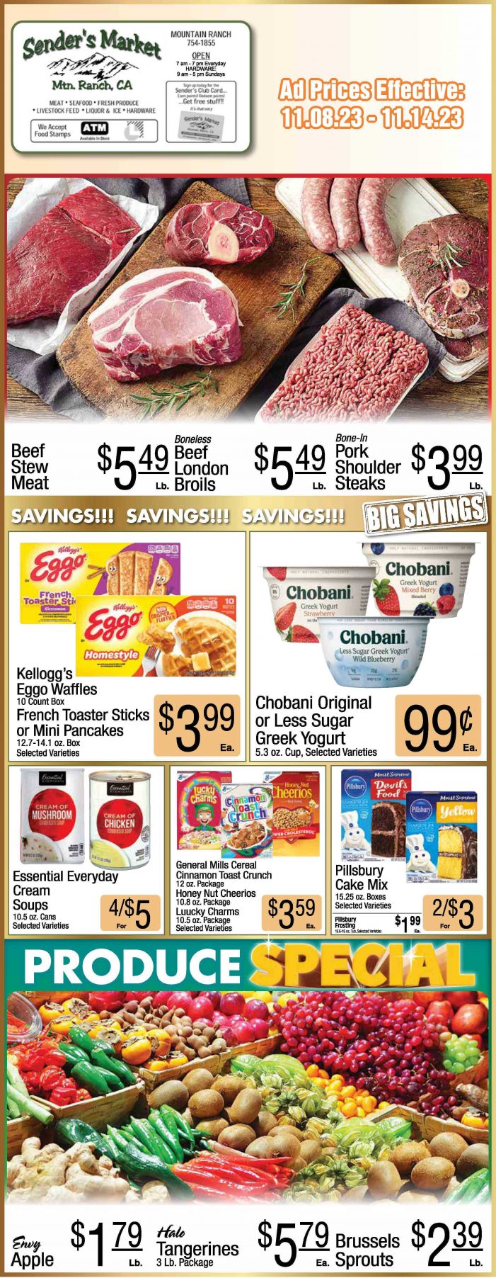 Sender’s Market Weekly Ad & Grocery Specials Through November 14th! Shop Local & Save!!