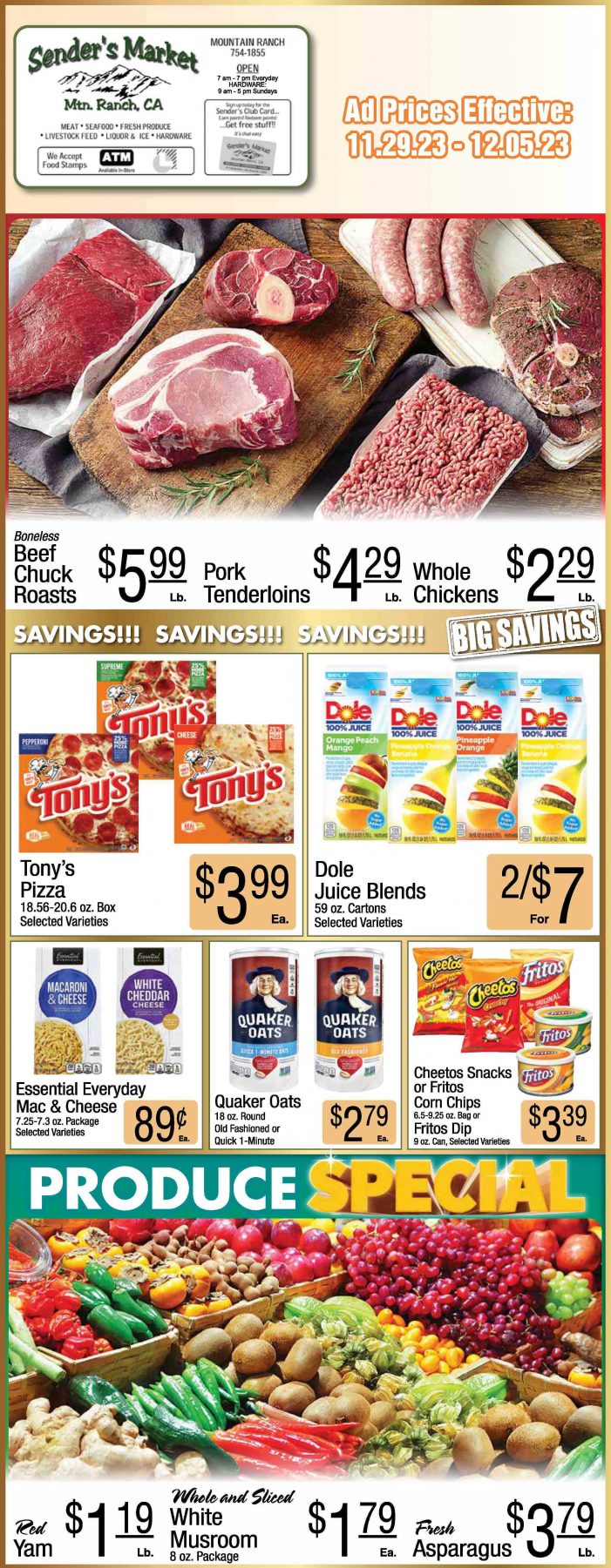 Sender’s Market Weekly Ad & Grocery Specials Through December 5th! Shop Local & Save!!